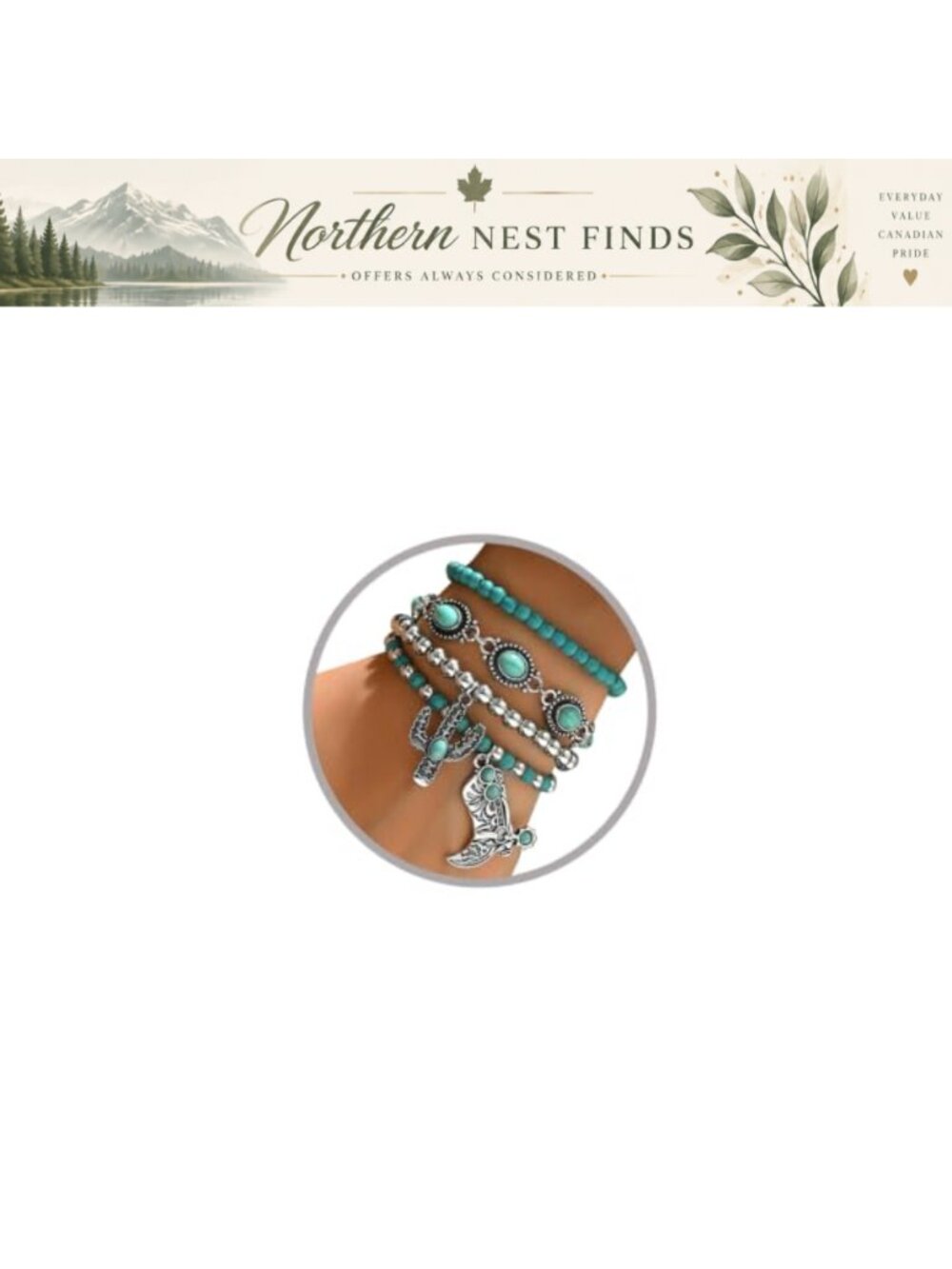 Turquoise Multi-Strand Beaded Bracelet Stack Silver Spacer Beads Elastic